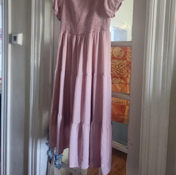 Pink chiffon midi dress - Picture 2 of 3